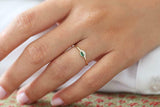 0.7ct Marquise Cut Green Emerald Crown Minimalist Ring 14k Yellow Gold Finish