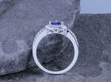 2ct Trillion Cut Blue Tanzanite Engagement Ring Halo Diamond 14k White Gold Over