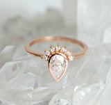 1.2ct Pear Cut VVS1D Diamond Engagement Ring 14k Rose Gold Finish Stackable