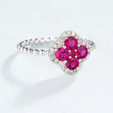 2ct Round Cut Pink Ruby Diamond Halo Flower Engagement Ring 14k WhiteGold Finish