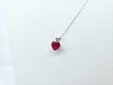 1ct Pink Ruby Pendant with Chain Heart Cut Solitaire Gift 14k White Gold Finish