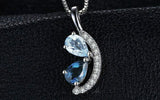 2ct Blue Aquamarine Pendant Pear Cut Stylish 14k White Gold Finish NO CHAIN