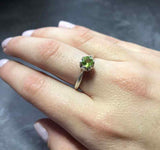 0.6ct Engagement Ring Round Cut Green Peridot Solitaire 14k White Gold Finish