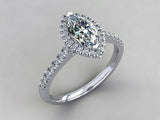 2ct Marquise Cut Diamond Accent Halo Fancy Engagement Ring 14k White Gold Finish