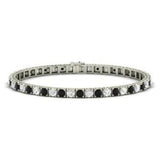 13Ct Round Cut Black White Diamond Stylish Tennis Bracelet 18K White Gold Over