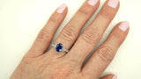 2ct Oval Cut Blue Sapphire Accent Solitaire Engagement Ring 14k WhiteGold Finish