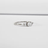 Solitaire Marquise Accents Ring 0.65ct Round Cut Diamond 14k White Gold Finish