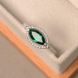 1.5ct Marquise Cut Green Emerald Engagement Ring Diamond Halo 14k WhiteGold Over