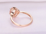 1.2ct Oval Cut Morganite Ruby Diamond Accents Engagement Ring 14k Rose Gold Over