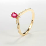 1.4ct Pear Cut Pink Ruby Curved Half Eternity Wedding Band 14k Yellow Gold Over