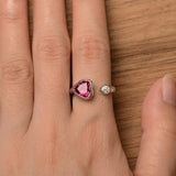 2ct Heart Cut Pink Ruby Fancy Design Engagement Ring 14k White Gold Finish