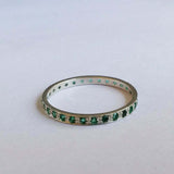 1ct Wedding Ring Band Round Cut Green Emerald Full Eternity 14k WhiteGold Finish