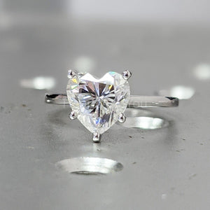 2ct Heart Cut Simulated Diamond Solitaire Engagement Ring 14k White Gold Plated