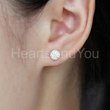 2ct Round Cut Moissanite Open Halo Stud Earrings For Women 14k White Gold Plated