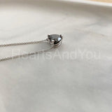 0.5ct Heart Simulated Black Diamond Solitaire Pendant Chain 14k WhiteGold Plated