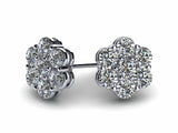 1ct Round Cut VVS1 D Diamond Cluster Floral Stud Earrings Women 14k Gold Finish