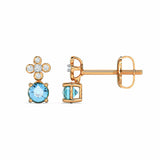 2ct Drop Earrings Round Cut Aquamarine Partywear Design 14k Rose Gold Finish