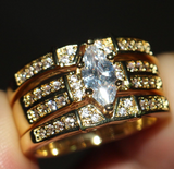 3ct Marquise Cut VVS1D Diamond Engagement Ring 14k Yellow Gold Finish Trio Set