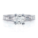 2.5Ct Cushion Cut VVS1 Diamond Solitaire with Accents Ring 14K White Gold Finish