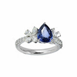 3Ct Pear Cut Blue Tanzanite Diamond Stylish Engagement Ring 14K White Gold Over