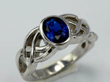 2ct Oval Cut Blue Sapphire Engagement Ring Celtic Double Knot 14k WhiteGold Over