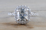 Halo Solitaire Engagement Ring 1.5ct Oval Cut VVS1 Diamond 14k White Gold Finish