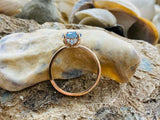 2.4ct Engagement Ring Round Cut Blue Topaz Solitaire Women 14k Rose Gold Finish