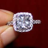 2.3Ct Cushion Cut Diamond Halo Engagement Ring 14K White Gold Over Round Accent