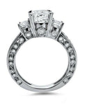 2.5Ct Round Cut Diamond Vintage Trilogy Engagement Ring 14K White Gold Finish