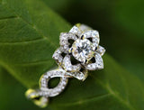 Flower Infinity Engagement Ring 1.9ct Round Cut Diamond 14k White Gold Finish