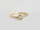 0.6ct Emerald Cut Diamond Engagement Ring 14k Yellow Gold Finish Minimalist