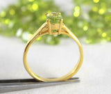 1ct Engagement Ring Oval Cut Green Peridot Solitaire 14k Yellow Gold Finish