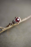 1ct Round Cut Pink Ruby Engagement Ring Leaf Vine Solitaire 14k Yellow Gold Over