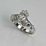 1ct Heart Cut Diamond Solitaire Engagement Claddagh Ring 14k White Gold Finish