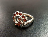 1.5ct Engagement Ring Round Cut Red Garnet Swirl Twist 14k White Gold Finish