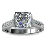 2.5ct Princess Cut VVS1D Diamond Accent Engagement Ring 14k White Gold Finish