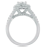 1.77ct Round Diamond Engagement Ring Split Shank Dual Halo 14k White Gold Finish