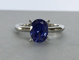 1ct Oval Cut Blue Sapphire Solitaire Promise Engagement Ring 14k White Gold Over