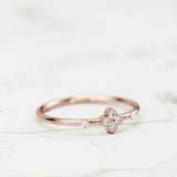 Floral Dainty Minimalist Engagement Ring 0.4ct Round Diamond 14k Rose Gold Over