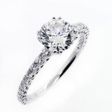 1ct Round Cut Diamond Accent Solitaire Women Proposal Ring 14k White Gold Finish