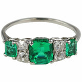 4Ct Asscher Green Emerald Vintage Art Deco Engagement Ring 14K White Gold Over