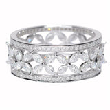 6ct Marquise Diamond Wedding Ring Band Floral Full Eternity 14k White Gold Over