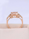 1.7ct Princess Peach Morganite Diamond Floral Engagement Ring 14k Rose Gold Over