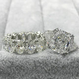 7Ct Diamond Bridal Set Radiant Cut Trilogy Ring Oval Band 14K White Gold Finish