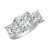 3Ct Princess Cut Diamond Three Stone Solitaire Engage Ring 14K White Gold Finish