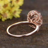 2ct Oval Cut Peach Morganite Diamond Accents Milgrain Ring 14k Rose Gold Finish