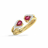 2ct Engagement Ring Pear Cut Pink Ruby Open Halo Split Shank 14k YellowGold Over