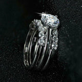 3Ct Round Cut Diamond Bridal Trio Set Solitaire Ring Band 14K White Gold Finish