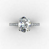 1.3ct Oval Cut Diamond Accents Solitaire Engagement Ring 14k White Gold Finish