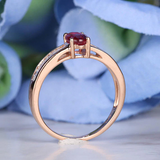 2ct Oval Pink Ruby Engagement Ring Baguette Accent Solitaire 14k Rose Gold Over